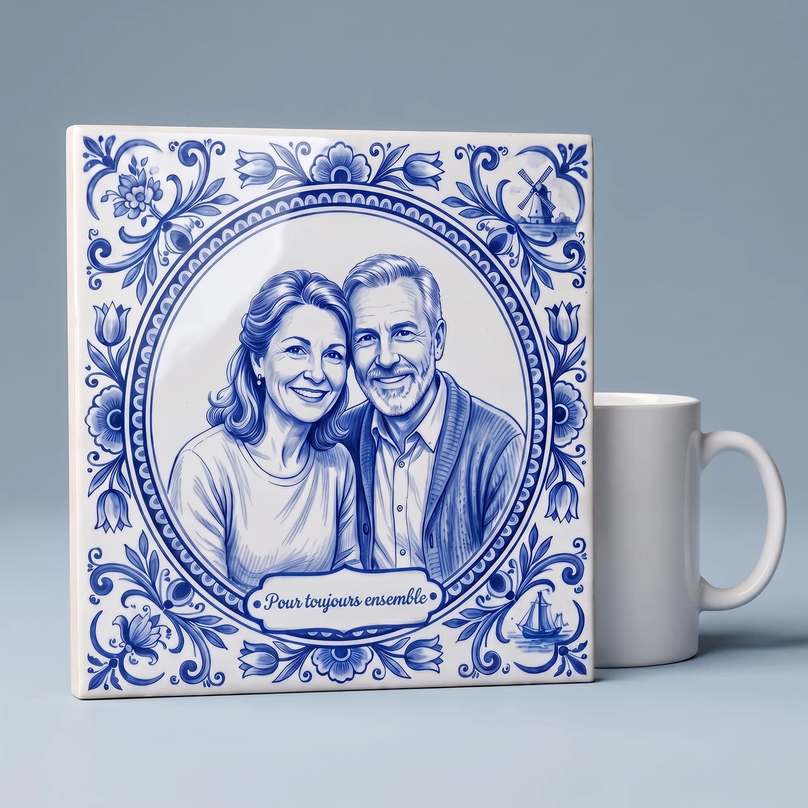 Fototegeltje van 20 × 20 cm, met de maat erbij zodat de schaal te zien is