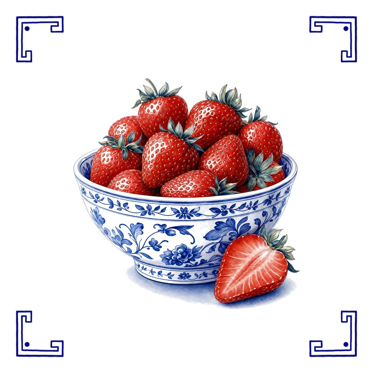 Fraises – carreau bleu de Delft