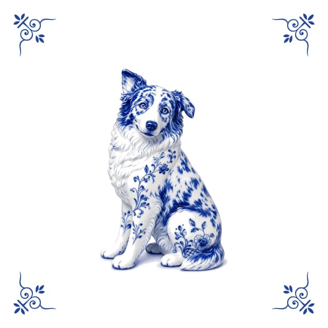 Berger australien, carreau bleu de Delft