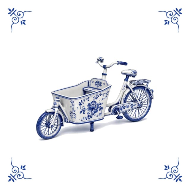 Vélo cargo, carreau bleu de Delft