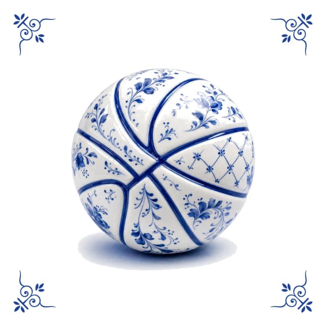 Ballon de basket, carreau bleu de Delft