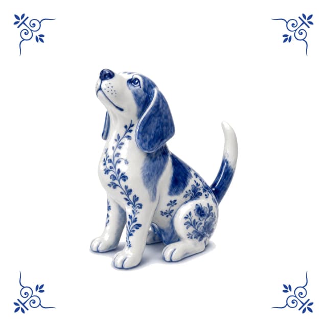 Beagle, carreau bleu de Delft