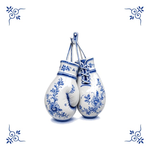 Gants de boxe, carreau bleu de Delft