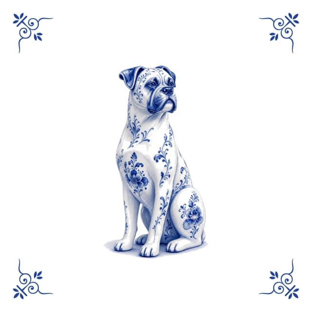Boxer, carreau bleu de Delft