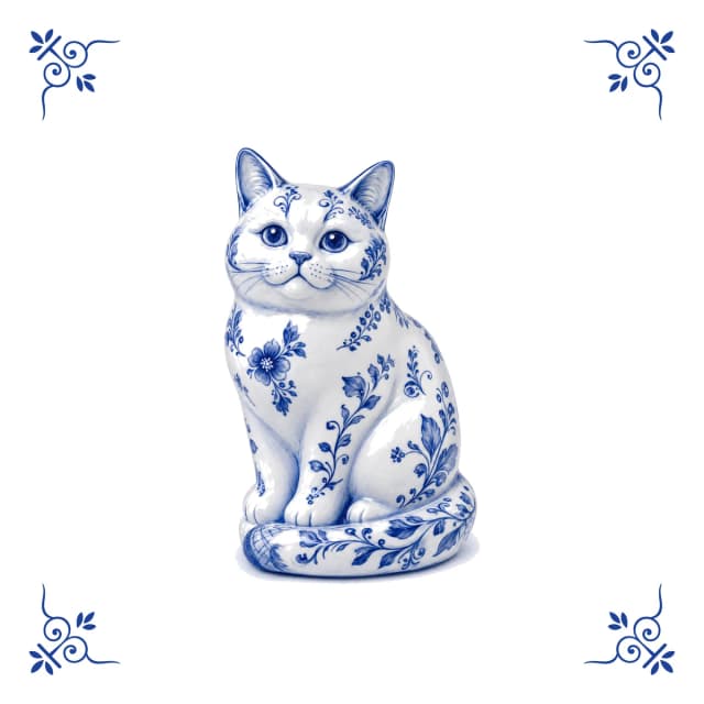 British shorthair, carreau bleu de Delft