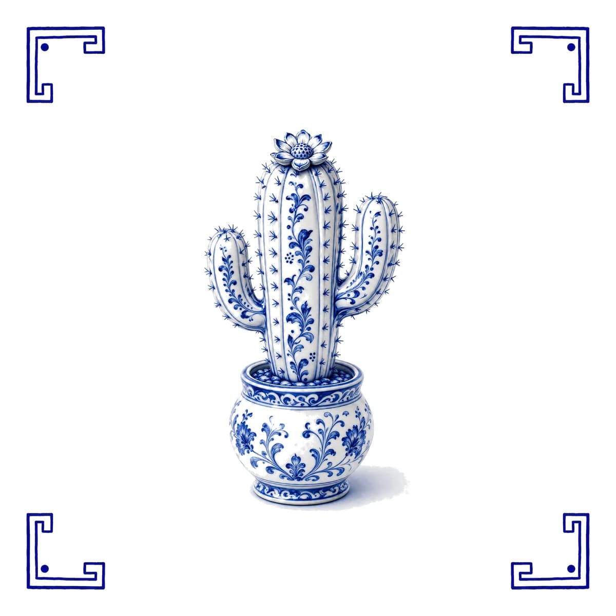 Cactus – carreau bleu de Delft