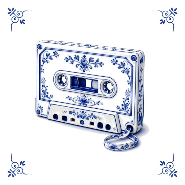 Cassette audio, carreau bleu de Delft