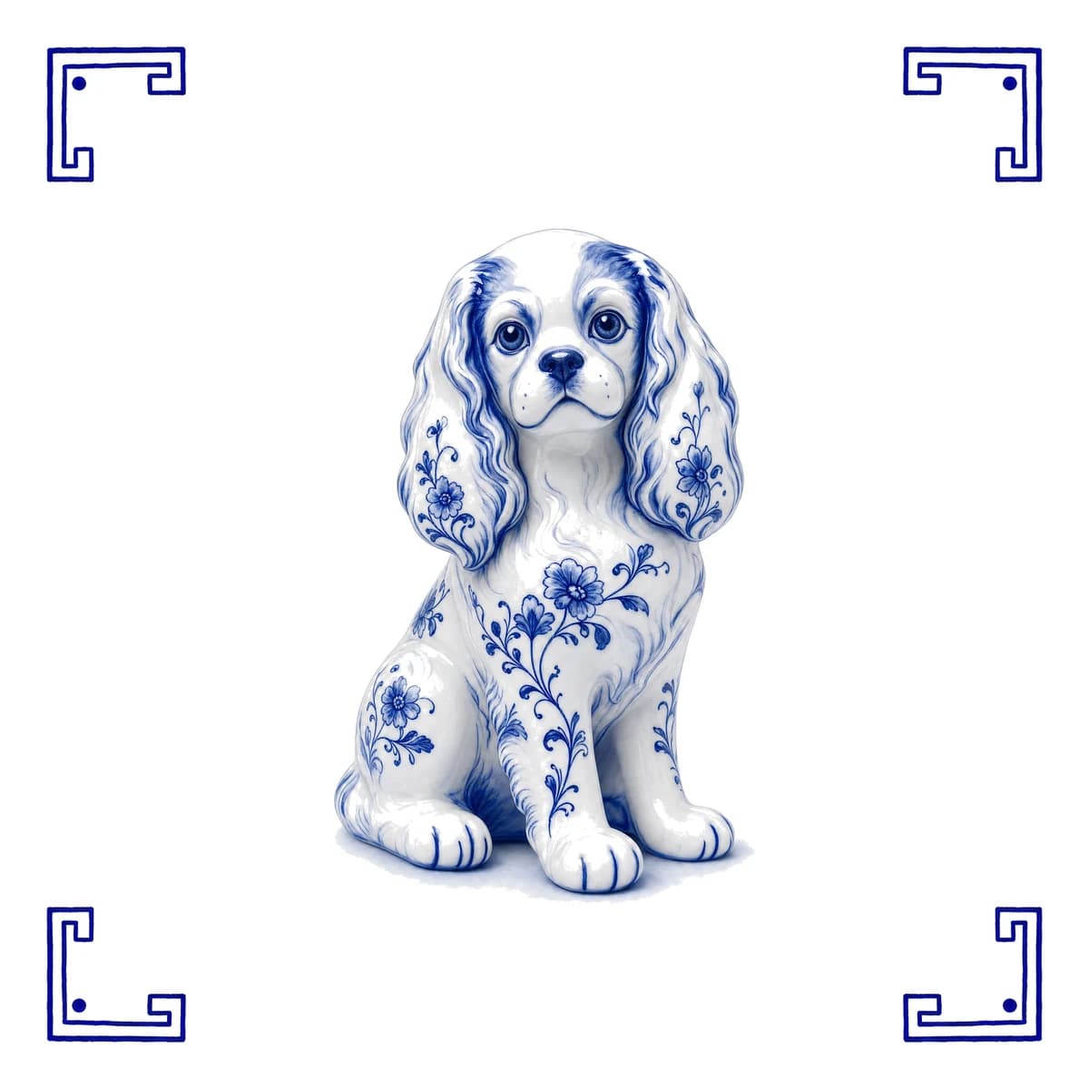 Cavalier King Charles – carreau bleu de Delft