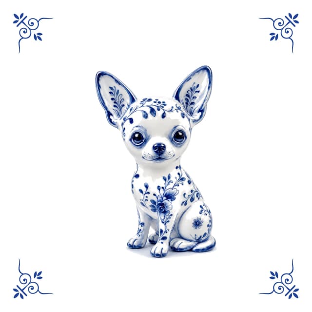 Chihuahua, carreau bleu de Delft