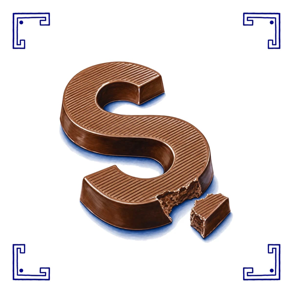 Lettre en chocolat – carreau bleu de Delft