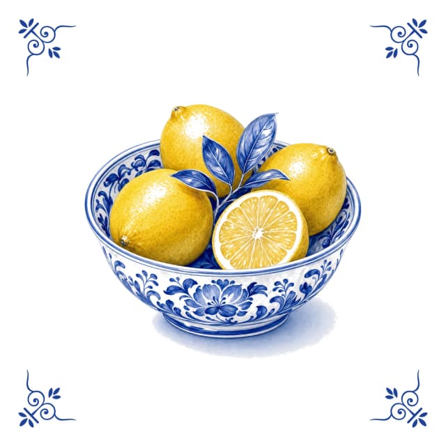 Citrons, carreau bleu de Delft