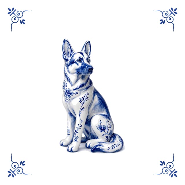 Berger allemand, carreau bleu de Delft