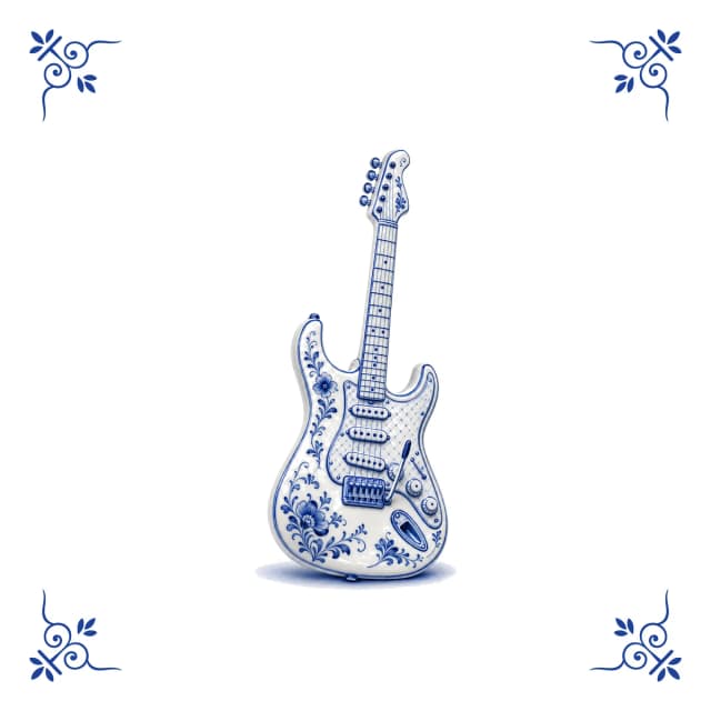 Guitare électrique, carreau bleu de Delft