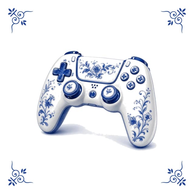 Manette de jeu, carreau bleu de Delft