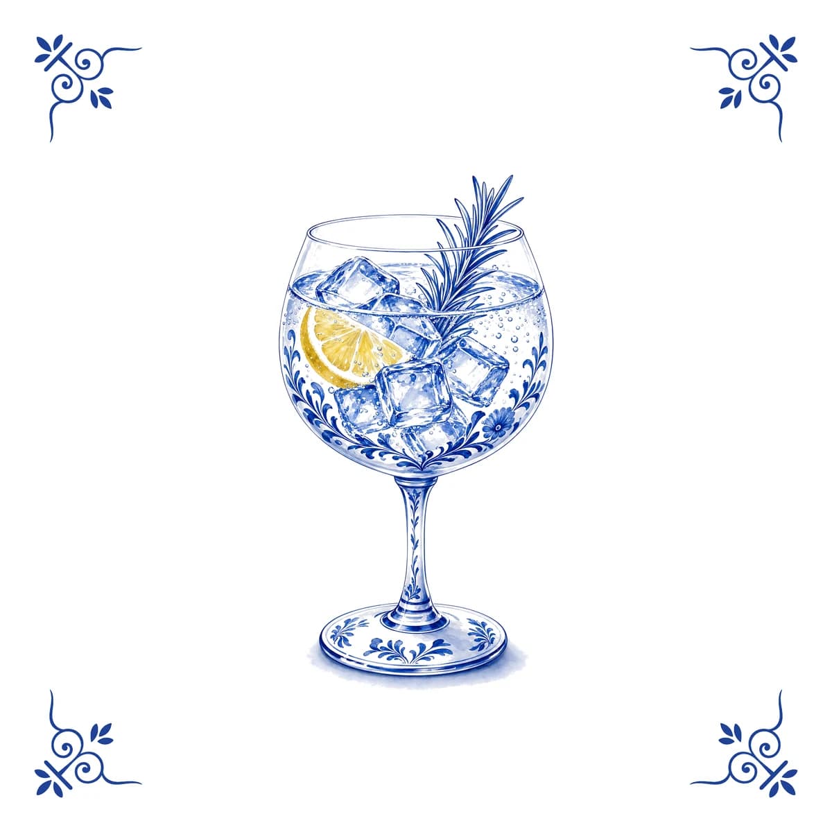 Gin tonic – carreau bleu de Delft
