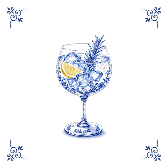 Gin tonic, carreau bleu de Delft