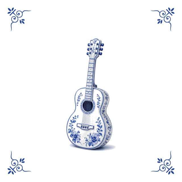 Guitare acoustique, carreau bleu de Delft