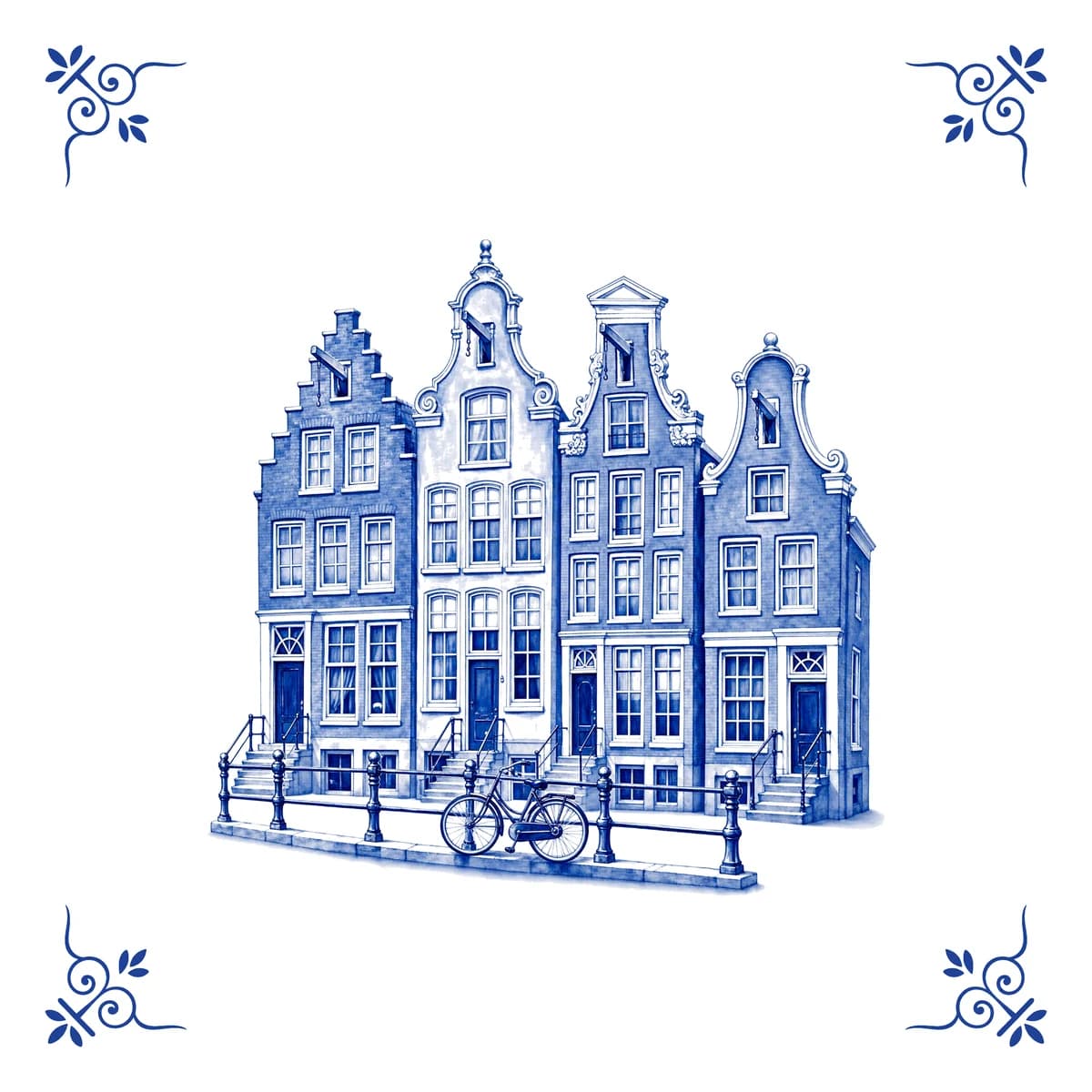 Maisons de canal – carreau bleu de Delft