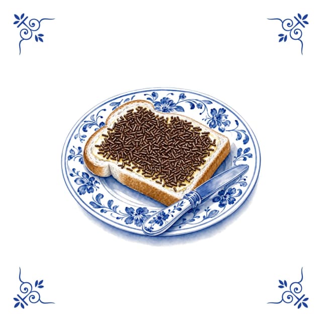 Tartine aux vermicelles, carreau bleu de Delft