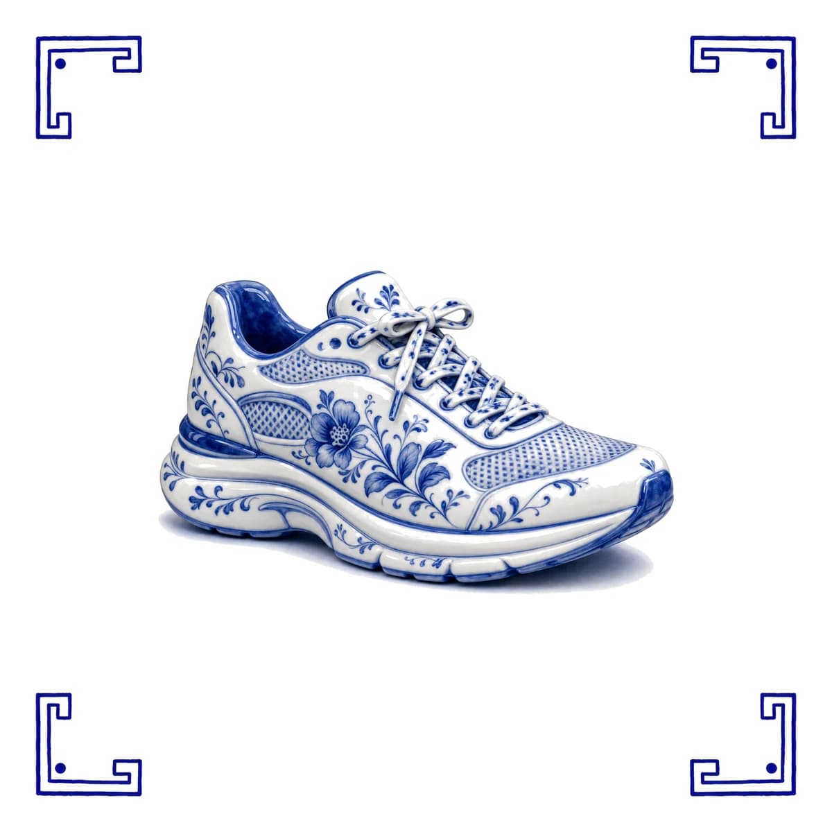 Chaussure de running – carreau bleu de Delft
