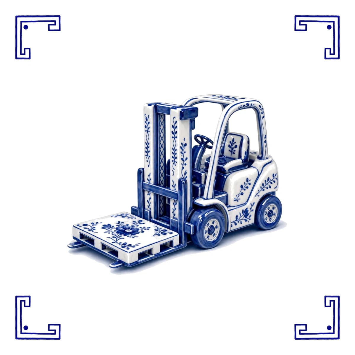 Chariot élévateur – carreau bleu de Delft