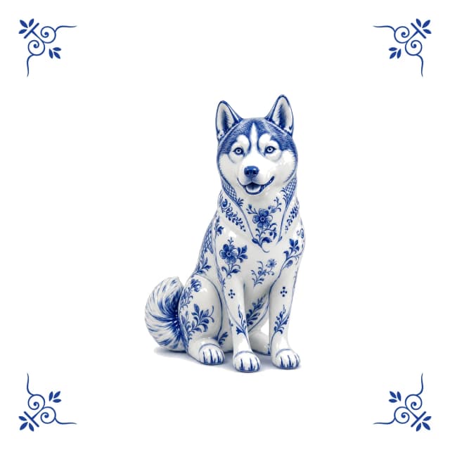 Husky, carreau bleu de Delft