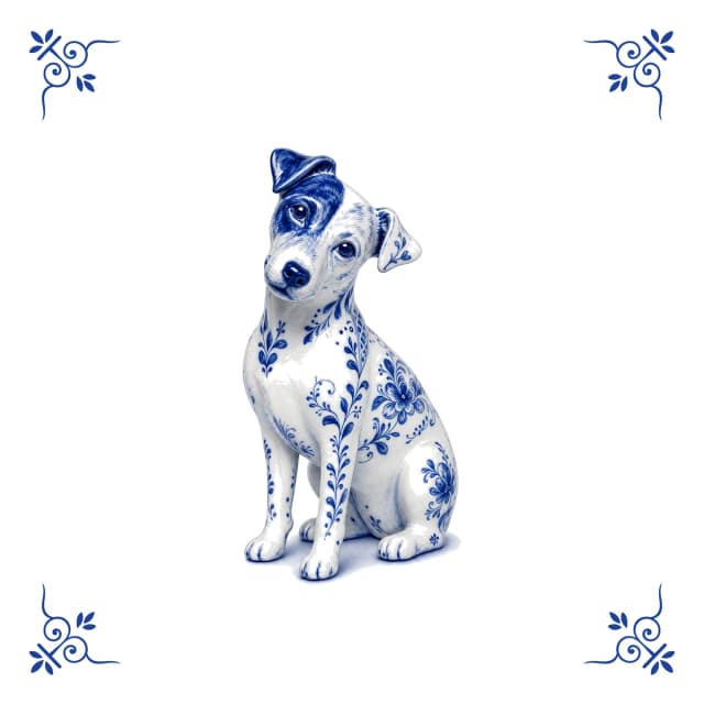 Jack Russell, carreau bleu de Delft