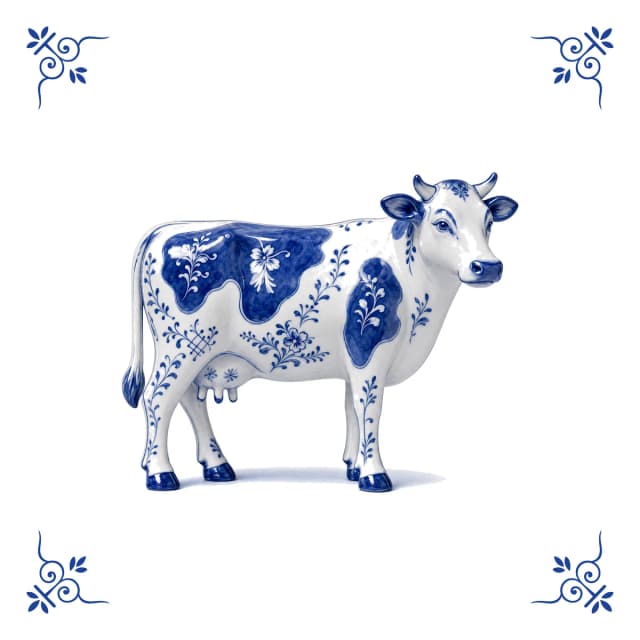 Vache hollandaise, carreau bleu de Delft