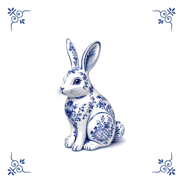 Lapin, carreau bleu de Delft