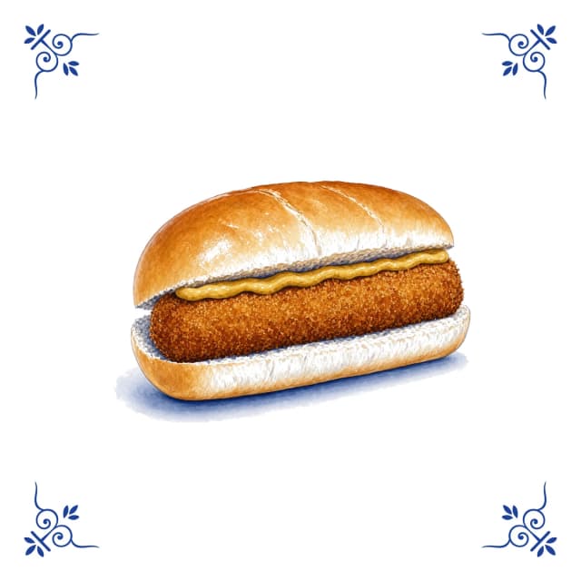 Sandwich à la croquette, carreau bleu de Delft