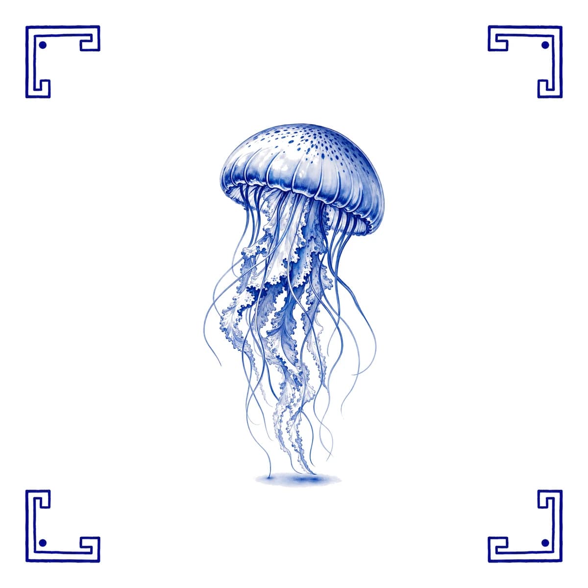 Méduse – carreau bleu de Delft