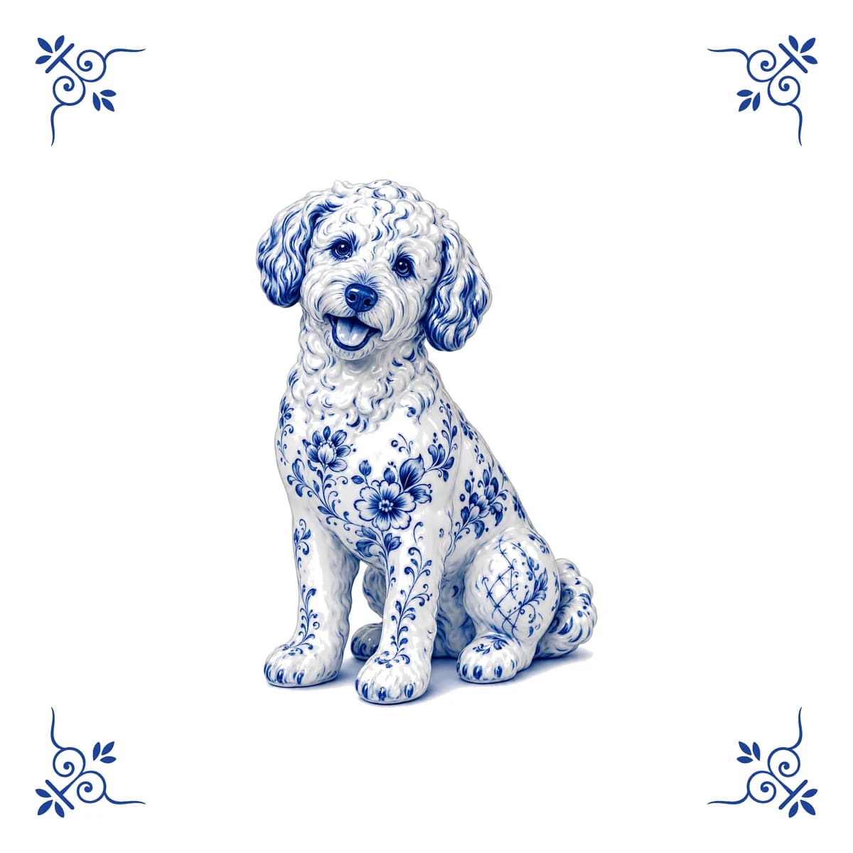Labradoodle – carreau bleu de Delft