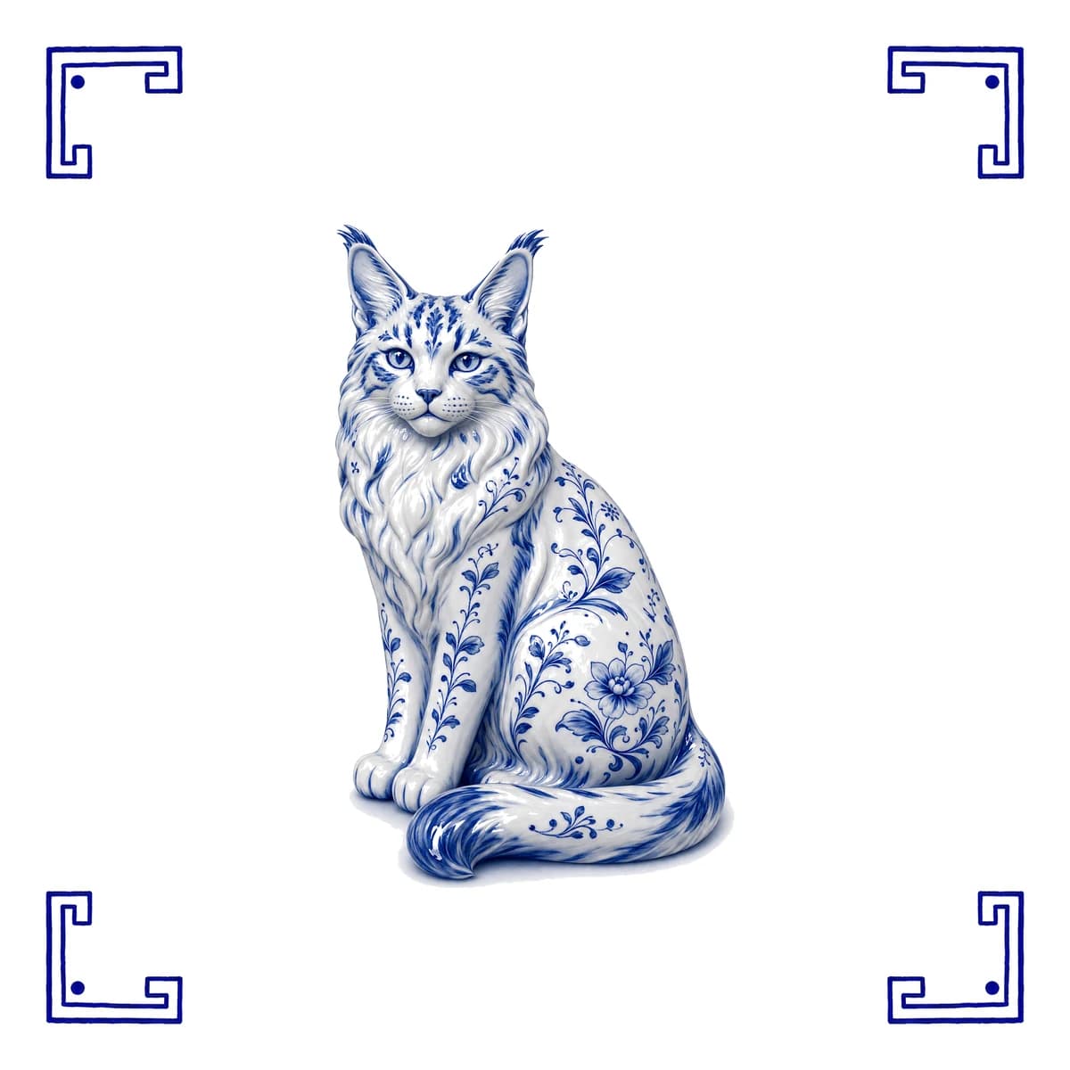 Maine coon – carreau bleu de Delft