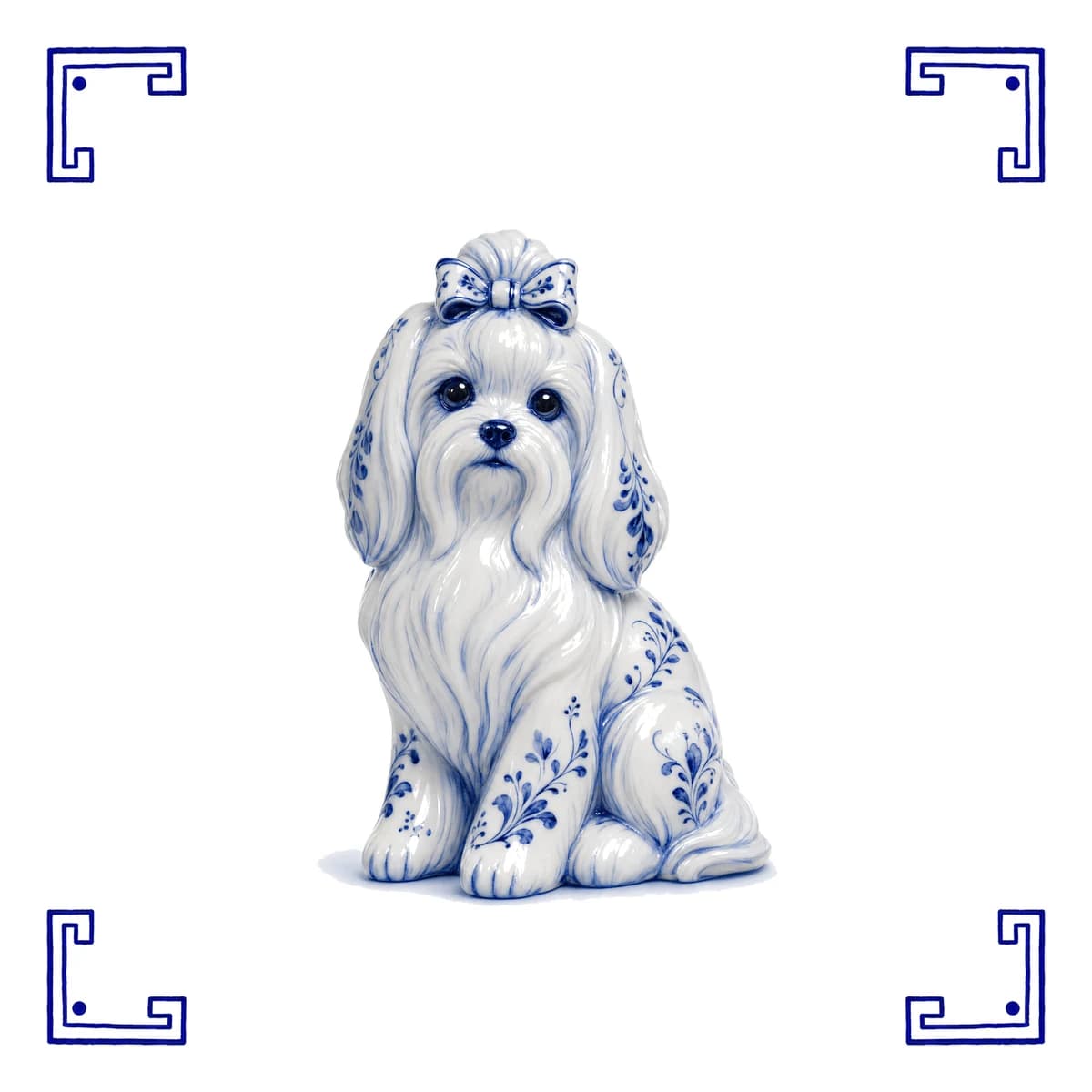 Bichon maltais – carreau bleu de Delft