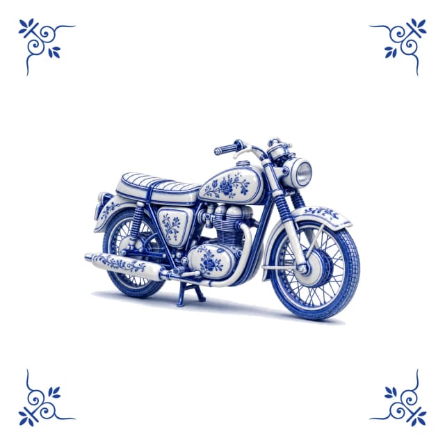 Moto classique, carreau bleu de Delft