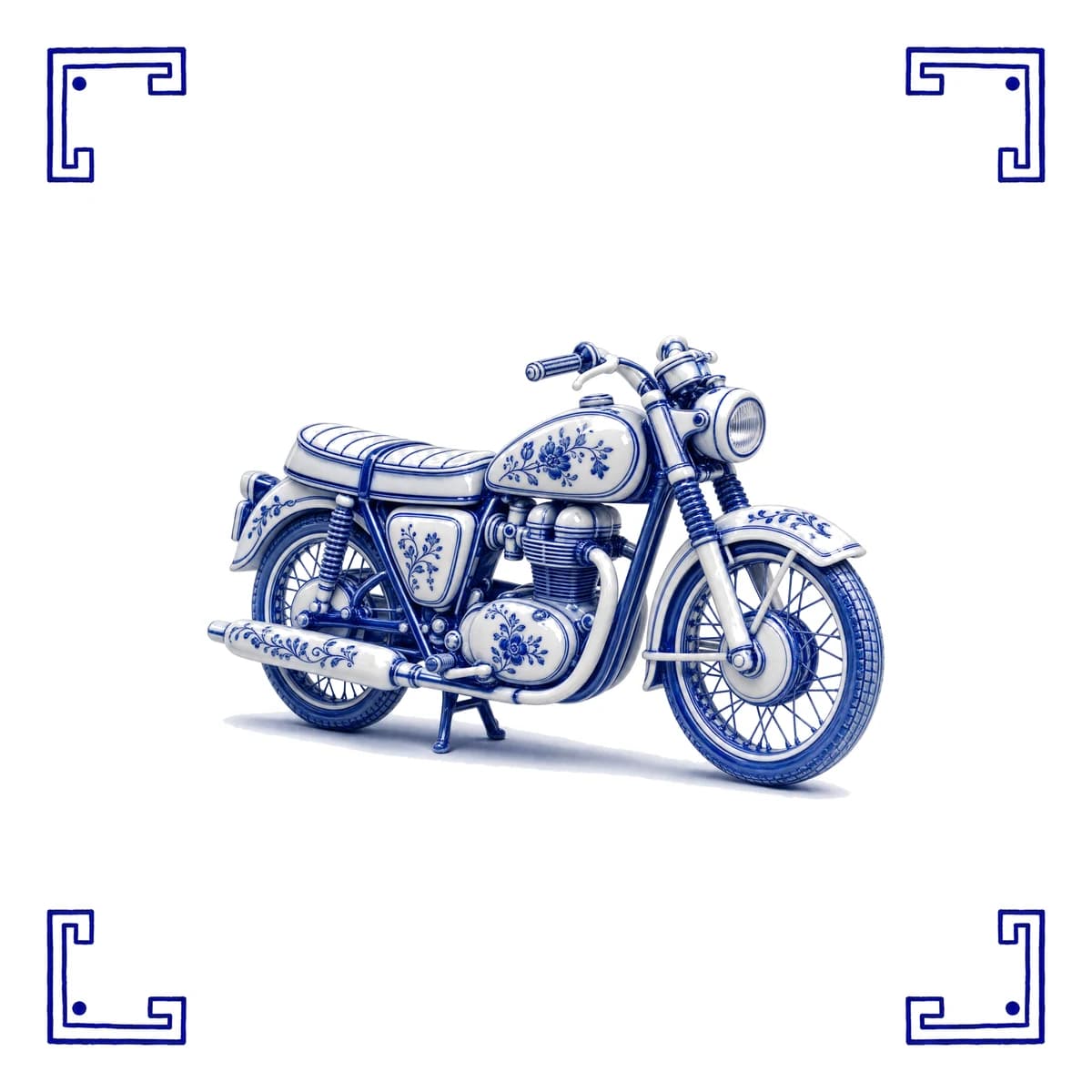 Moto classique – carreau bleu de Delft