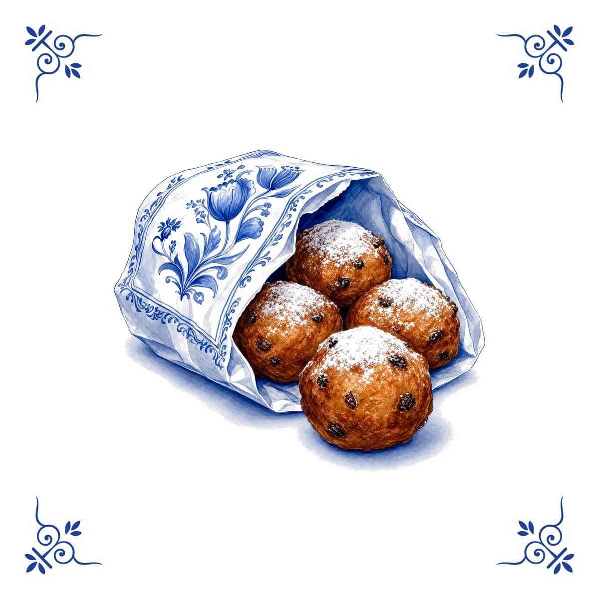 Oliebollen – carreau bleu de Delft