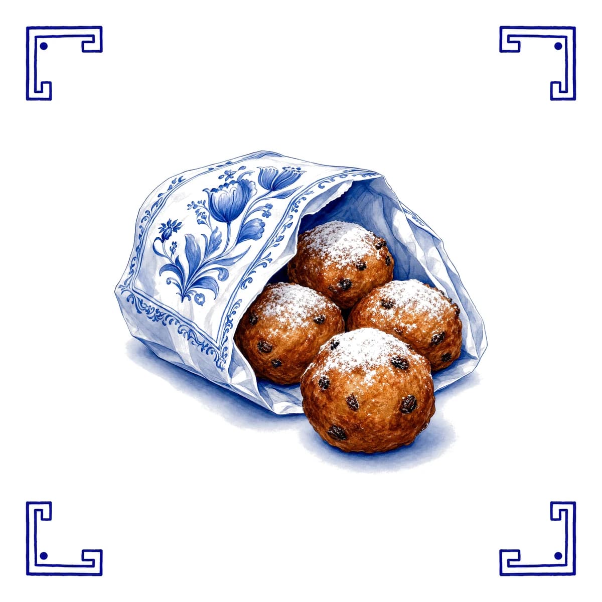 Oliebollen – carreau bleu de Delft