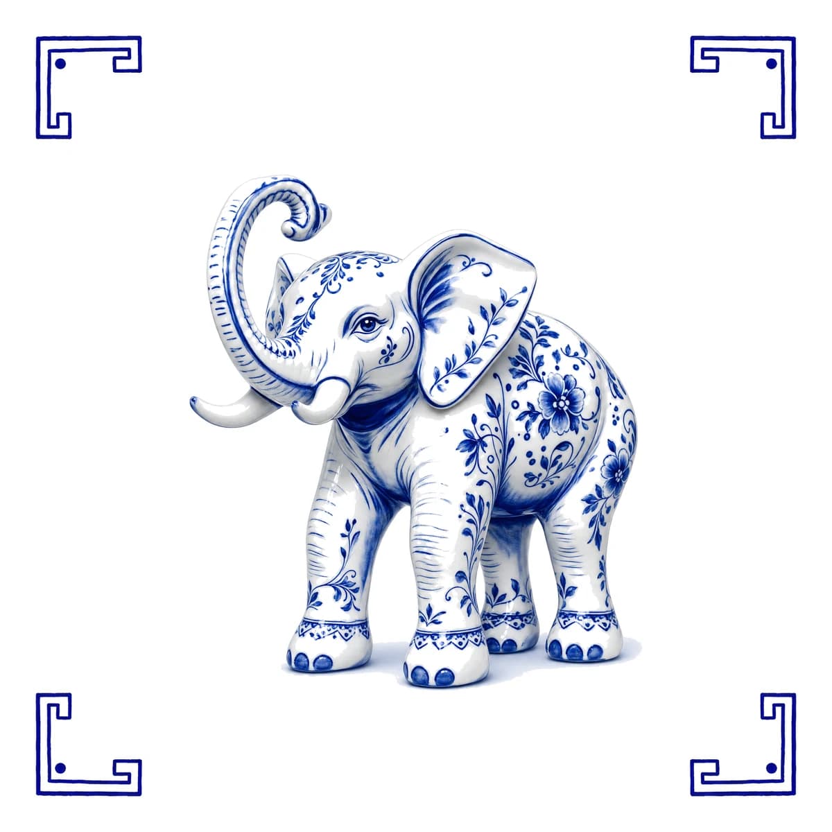 Éléphant – carreau bleu de Delft