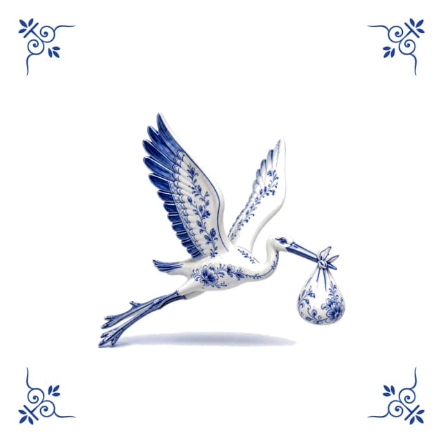 Cigogne, carreau bleu de Delft