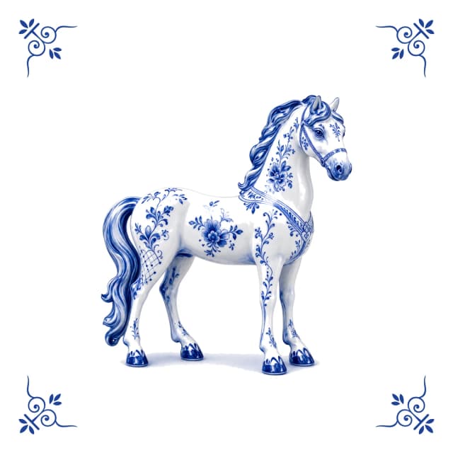 Cheval, carreau bleu de Delft