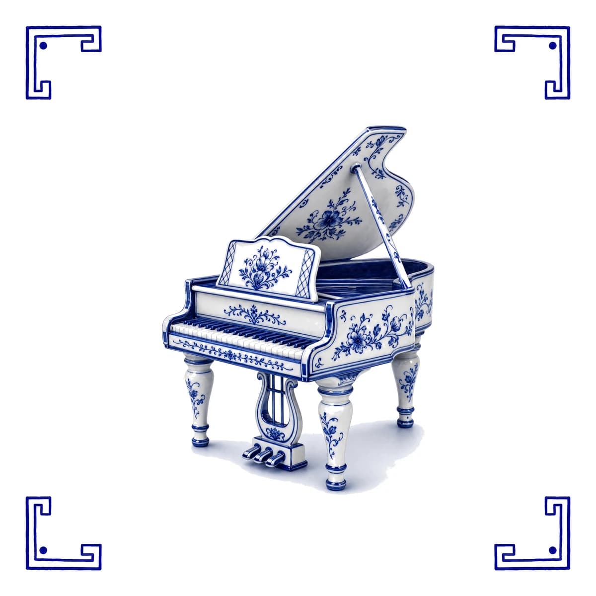 Piano à queue – carreau bleu de Delft