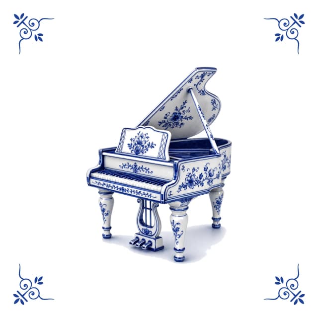 Piano à queue, carreau bleu de Delft