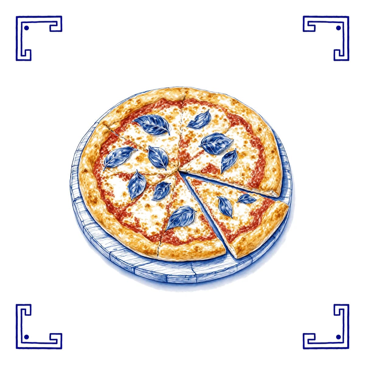Pizza – carreau bleu de Delft