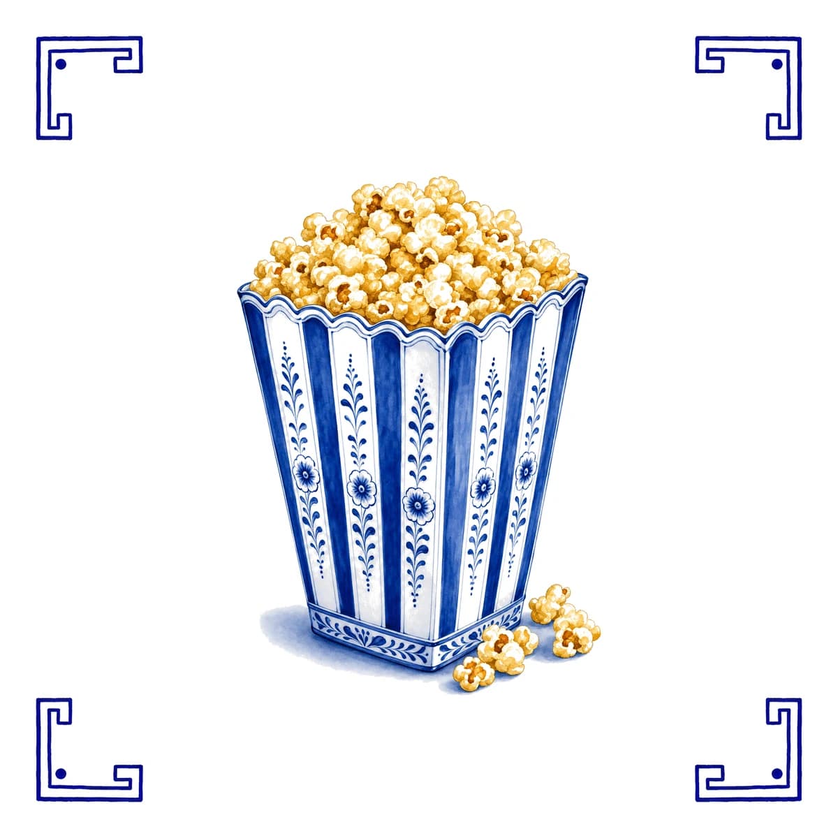 Pop-corn – carreau bleu de Delft