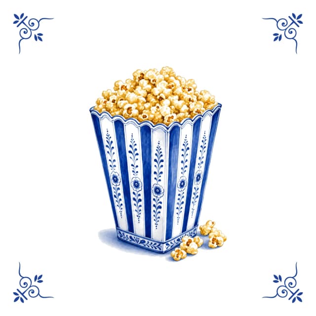 Pop-corn, carreau bleu de Delft