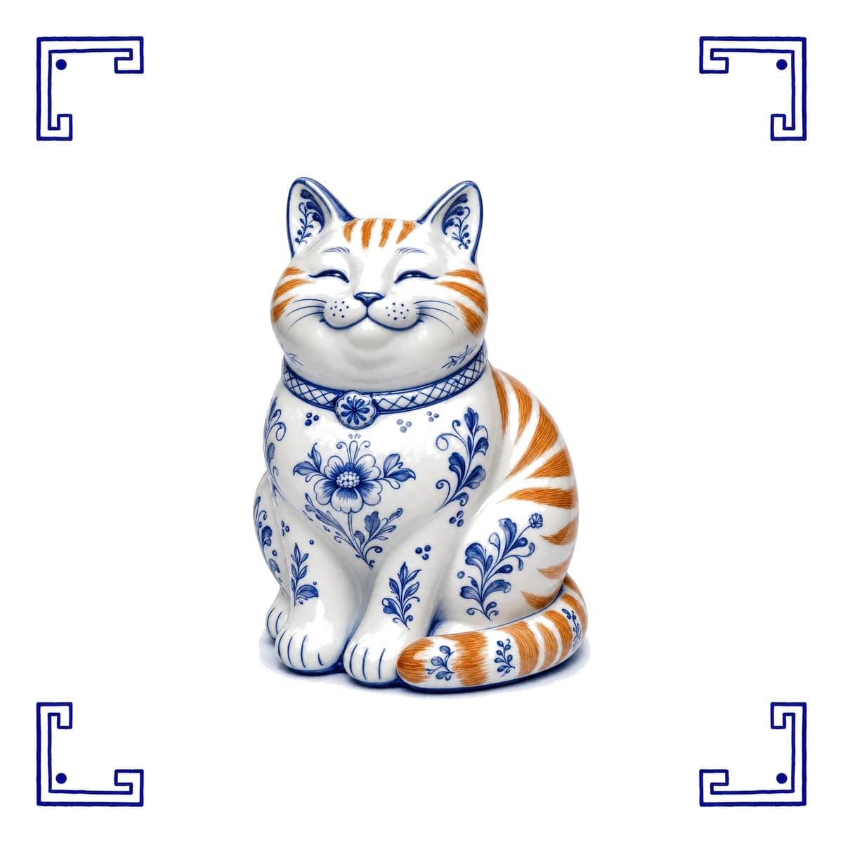 Chat roux – carreau bleu de Delft