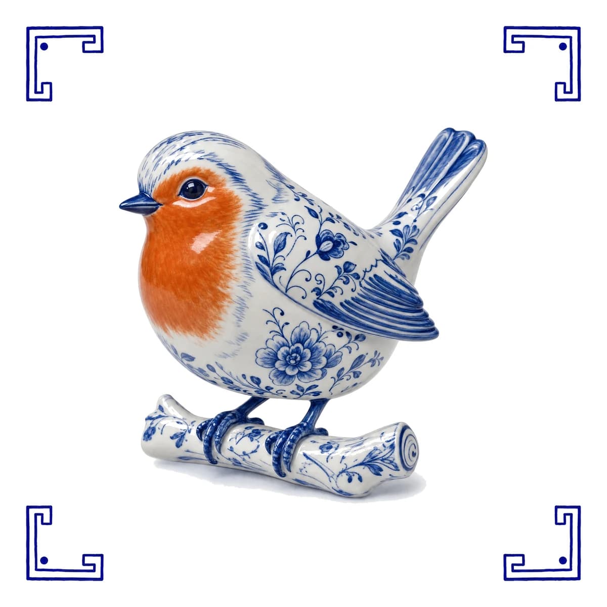 Rouge-gorge – carreau bleu de Delft