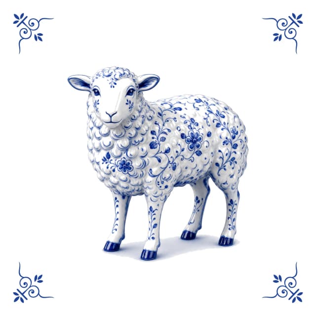 Mouton, carreau bleu de Delft