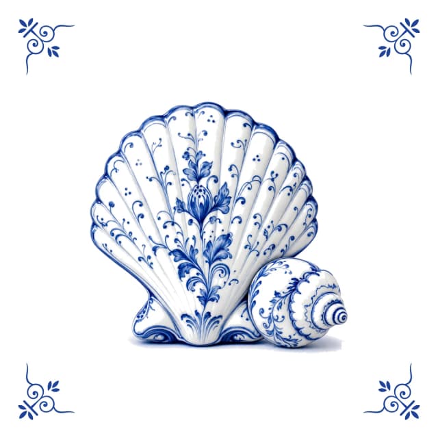 Coquillage, carreau bleu de Delft